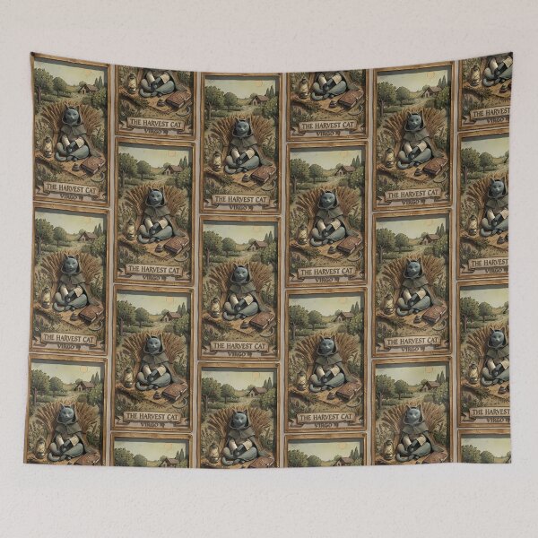Item preview, Vintage Virgo Harvester Cat Zodiac Tarot Card designed and sold by Idealforme.