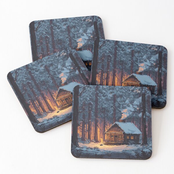 Item preview, Retro Pixel Snowy Cabin In Woods designed and sold by Rtymer.