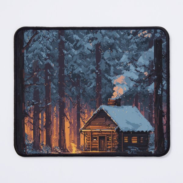 Item preview, Retro Pixel Snowy Cabin In Woods designed and sold by Rtymer.