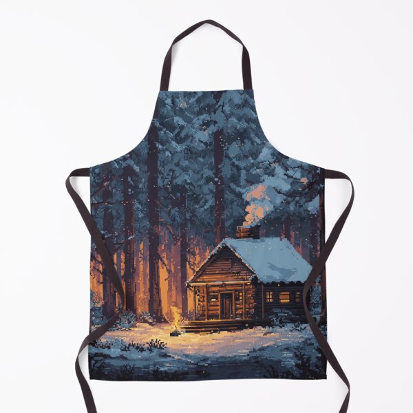 Item preview, Retro Pixel Snowy Cabin In Woods designed and sold by Rtymer.