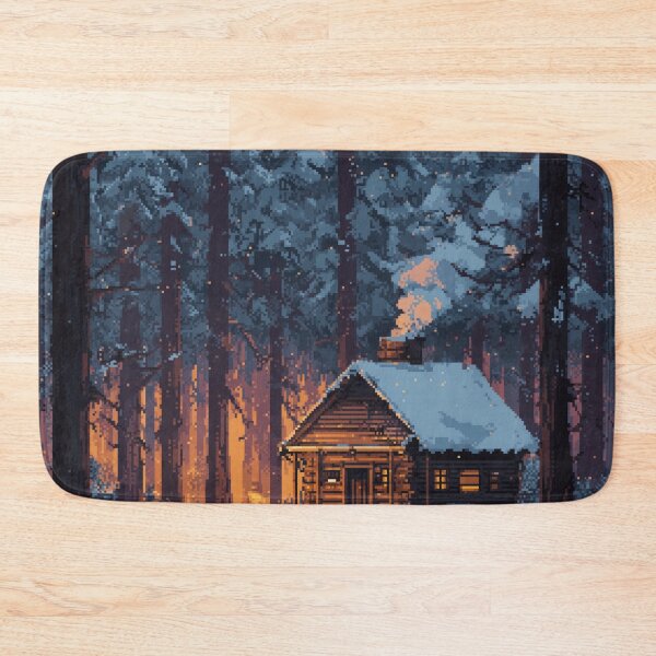 Item preview, Retro Pixel Snowy Cabin In Woods designed and sold by Rtymer.