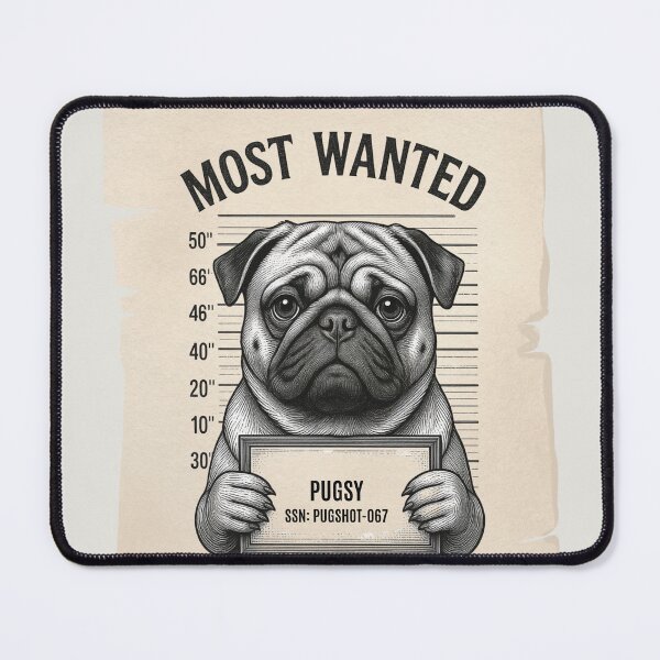 Item preview, Most Wanted -Pug shot designed and sold by Creative Daze.