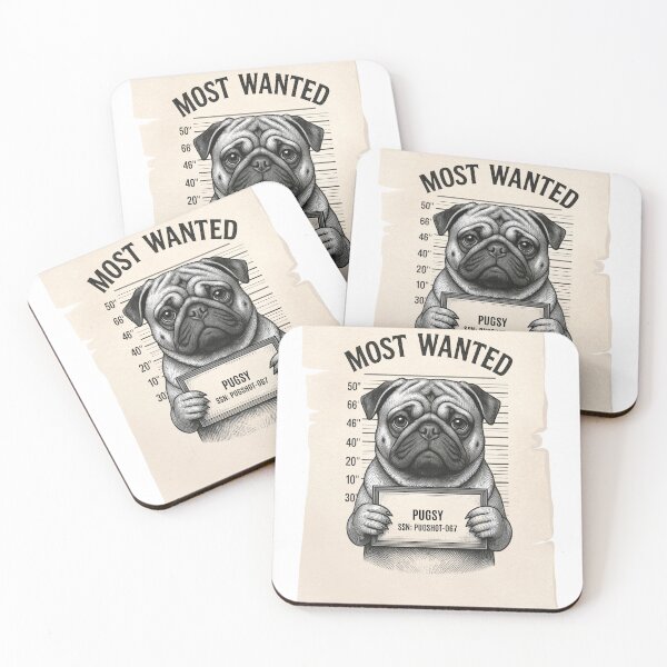 Item preview, Most Wanted -Pug shot designed and sold by Creative Daze.