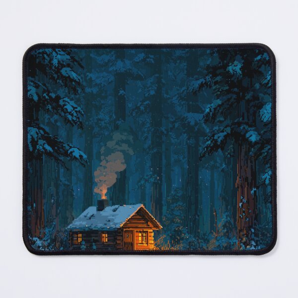 Item preview, Retro Pixel Snowy Cabin In Woods designed and sold by Rtymer.