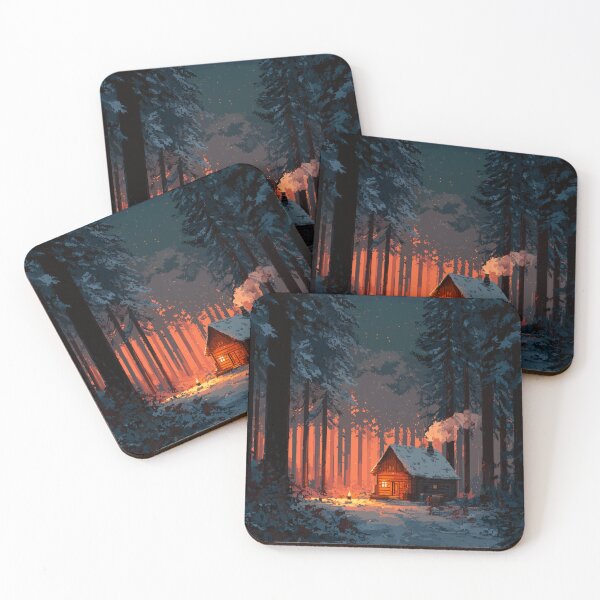 Item preview, Retro Pixel Snowy Cabin In Woods designed and sold by Rtymer.