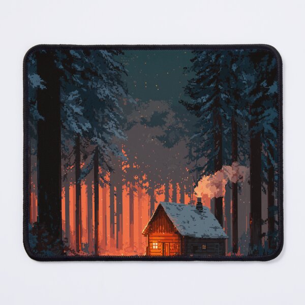 Item preview, Retro Pixel Snowy Cabin In Woods designed and sold by Rtymer.