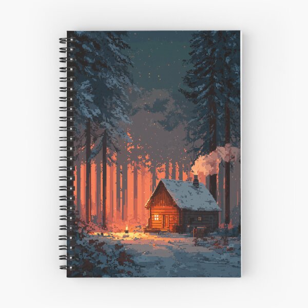 Item preview, Retro Pixel Snowy Cabin In Woods designed and sold by Rtymer.