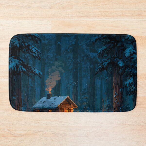 Item preview, Retro Pixel Snowy Cabin In Woods designed and sold by Rtymer.