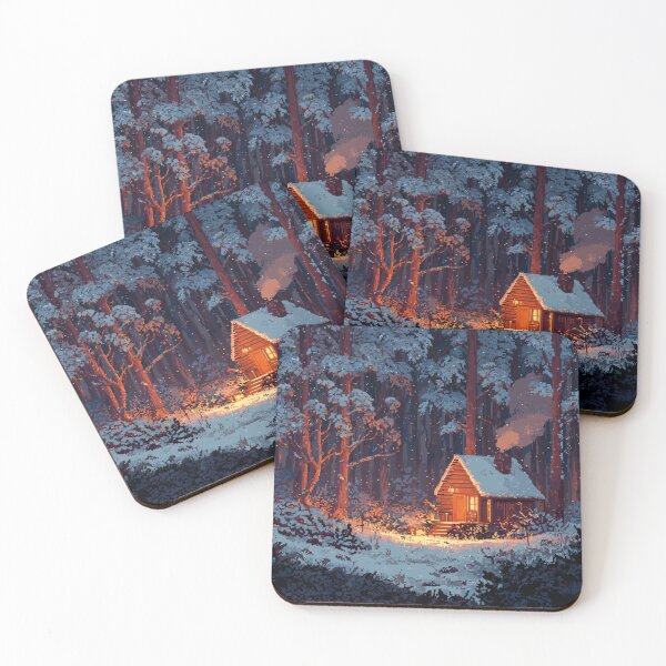 Item preview, Retro Pixel Snowy Cabin In Woods designed and sold by Rtymer.
