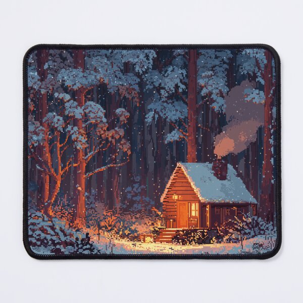 Item preview, Retro Pixel Snowy Cabin In Woods designed and sold by Rtymer.