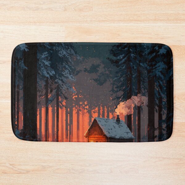 Item preview, Retro Pixel Snowy Cabin In Woods designed and sold by Rtymer.