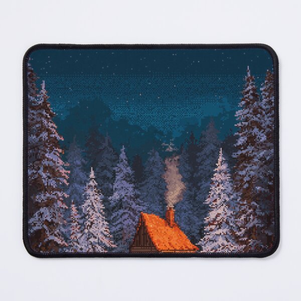 Item preview, Retro Pixel Snowy Cabin In Woods designed and sold by Rtymer.