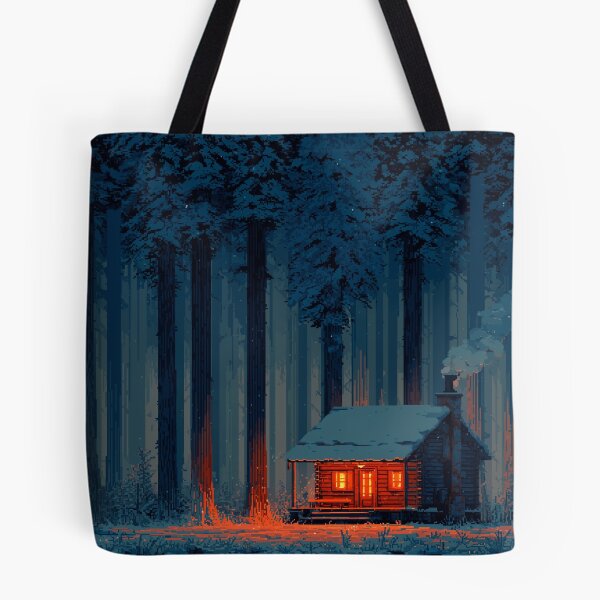 Item preview, Retro Pixel Snowy Cabin In Woods designed and sold by Rtymer.