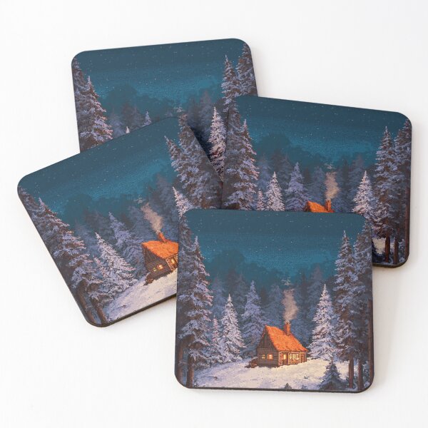 Item preview, Retro Pixel Snowy Cabin In Woods designed and sold by Rtymer.