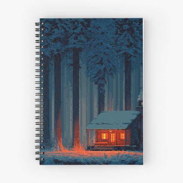 Item preview, Retro Pixel Snowy Cabin In Woods designed and sold by Rtymer.