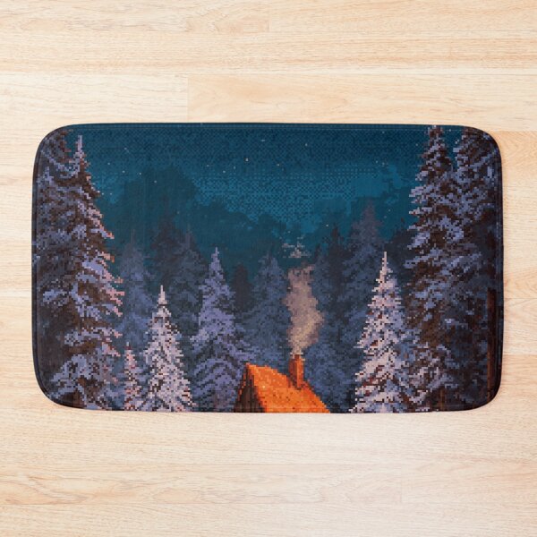 Item preview, Retro Pixel Snowy Cabin In Woods designed and sold by Rtymer.