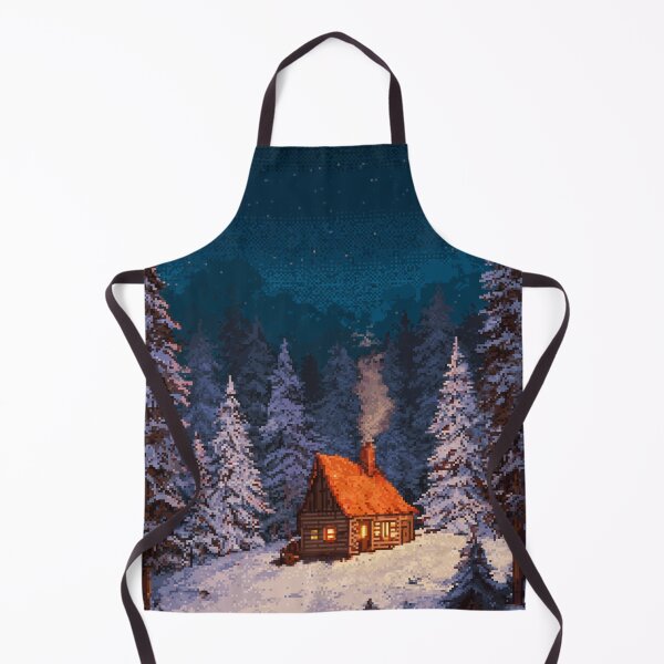 Item preview, Retro Pixel Snowy Cabin In Woods designed and sold by Rtymer.