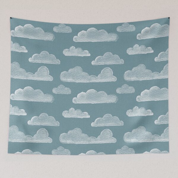 Item preview, Dreamtime Clouds Watercolor Pattern - Peacock + Snow designed and sold by Irene Estelle.