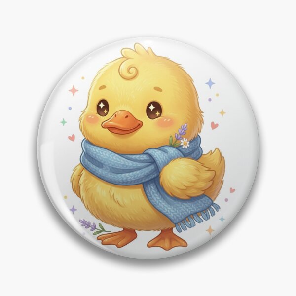 Item preview, Adorable Kawaii Baby Duck in Cozy Knitted Scarf with Lavender and Flowers designed and sold by Stickivo.