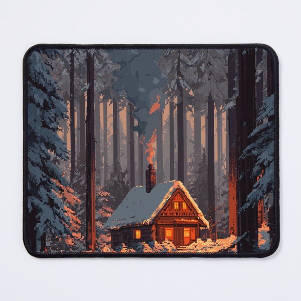 Item preview, Retro Pixel Snowy Cabin In Woods designed and sold by Rtymer.