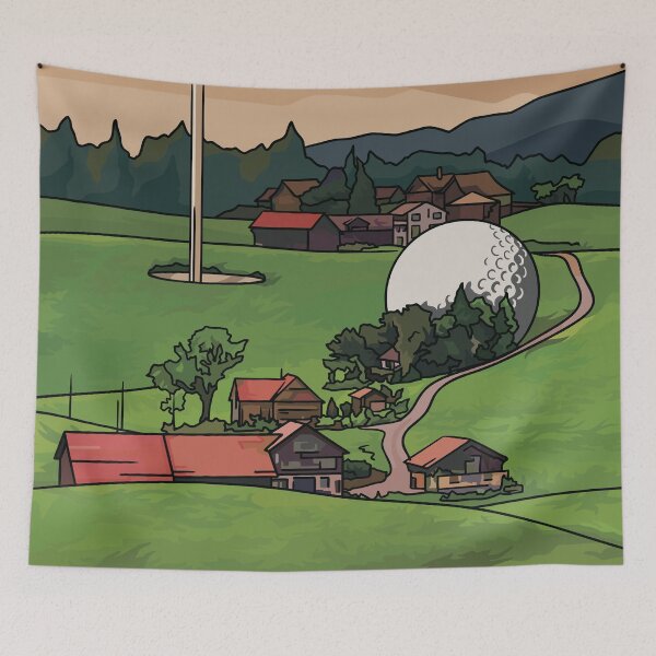Item preview, Golf Course Village - Whimsical Golf Art designed and sold by GolfCorner.
