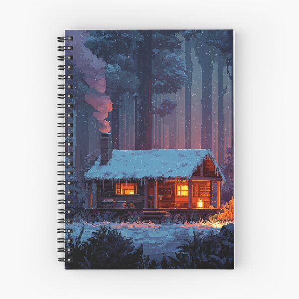 Item preview, Retro Pixel Snowy Cabin In Woods designed and sold by Rtymer.