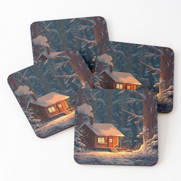 Item preview, Retro Pixel Snowy Cabin In Woods designed and sold by Rtymer.