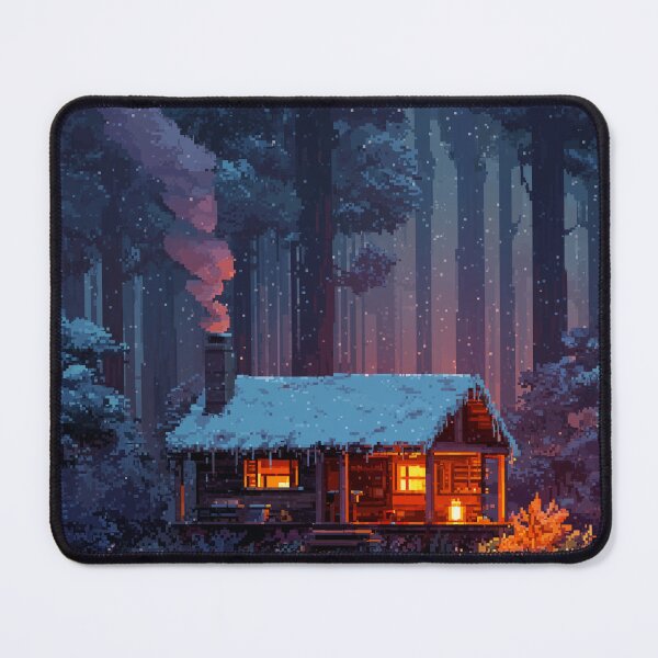Item preview, Retro Pixel Snowy Cabin In Woods designed and sold by Rtymer.