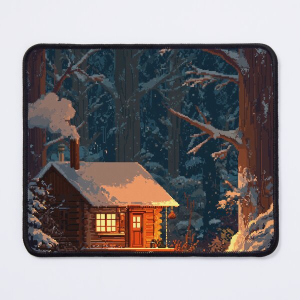 Item preview, Retro Pixel Snowy Cabin In Woods designed and sold by Rtymer.