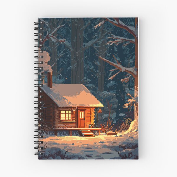Item preview, Retro Pixel Snowy Cabin In Woods designed and sold by Rtymer.