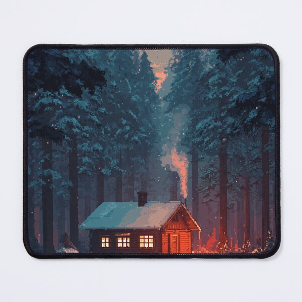 Item preview, Retro Pixel Snowy Cabin In Woods designed and sold by Rtymer.