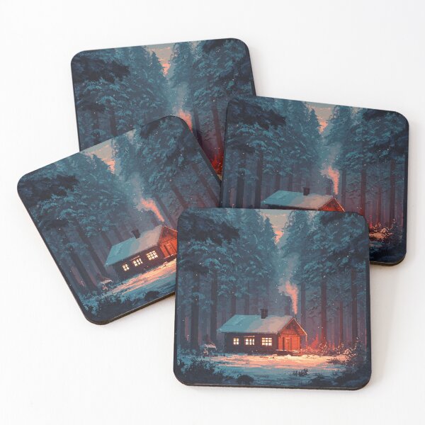 Item preview, Retro Pixel Snowy Cabin In Woods designed and sold by Rtymer.