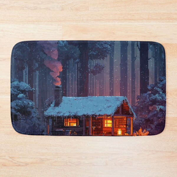 Item preview, Retro Pixel Snowy Cabin In Woods designed and sold by Rtymer.