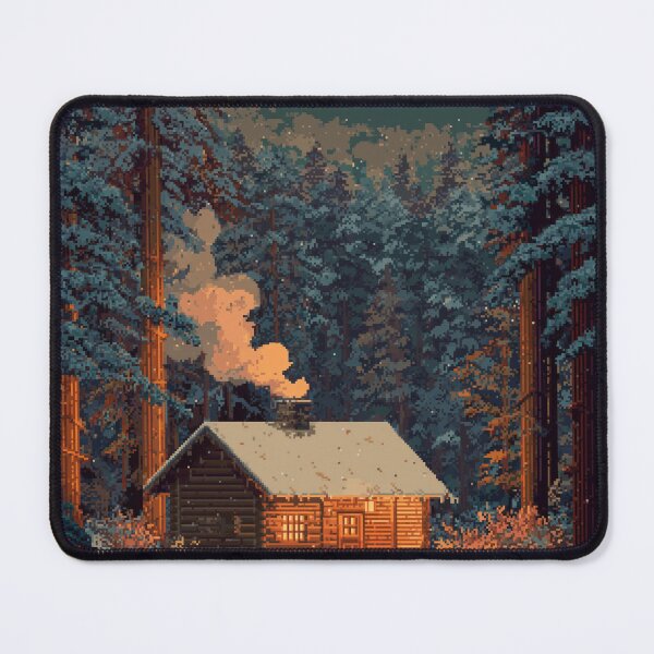 Item preview, Retro Pixel Snowy Cabin In Woods designed and sold by Rtymer.