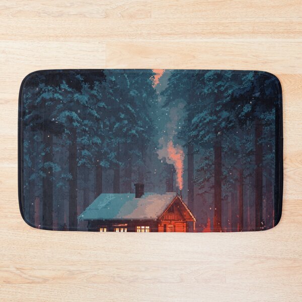 Item preview, Retro Pixel Snowy Cabin In Woods designed and sold by Rtymer.