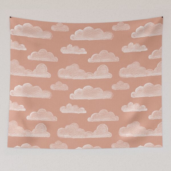 Item preview, Dreamtime Clouds Watercolor Pattern - Coral + Snow designed and sold by Irene Estelle.