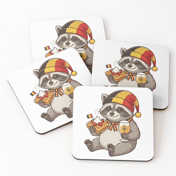 Item preview, Cute Belgian Raccoon with Waffle and Beer designed and sold by k3rstman1.