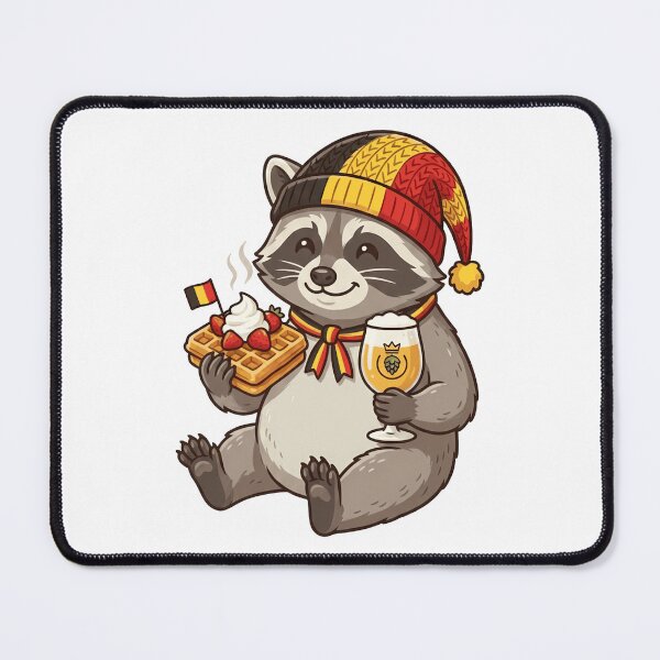 Item preview, Cute Belgian Raccoon with Waffle and Beer designed and sold by k3rstman1.