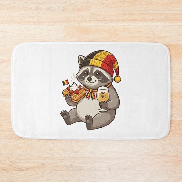 Item preview, Cute Belgian Raccoon with Waffle and Beer designed and sold by k3rstman1.