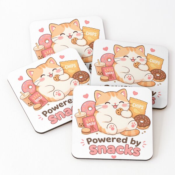 Item preview, Chubby Cat Powered by Snacks – Kawaii Donut Kitty T-Shirt Design designed and sold by Martin's_Design.