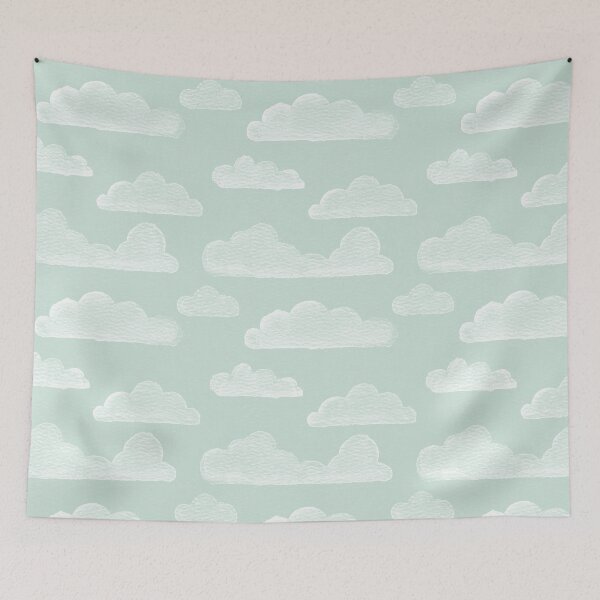 Item preview, Dreamtime Clouds Watercolor Pattern - Mint + Snow designed and sold by Irene Estelle.