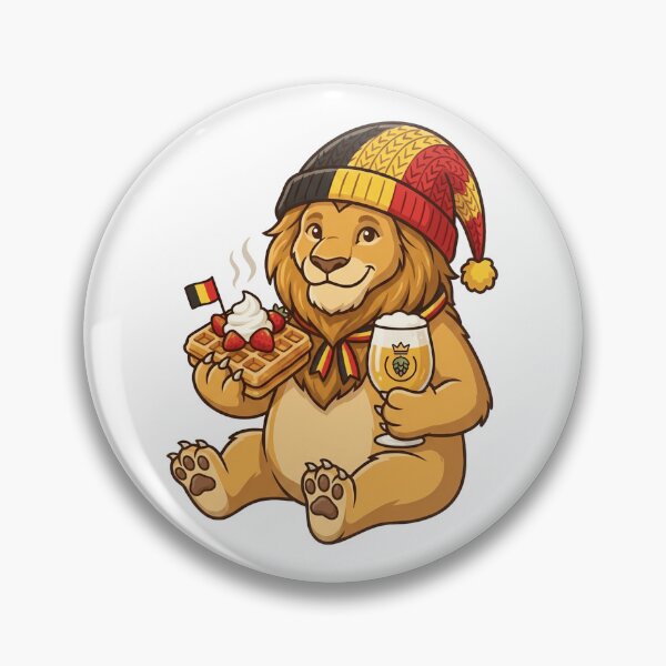 Item preview, Cute Belgian Lion Mascot with Waffle and Beer designed and sold by k3rstman1.