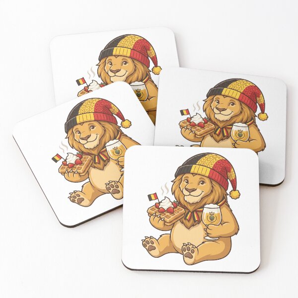 Item preview, Cute Belgian Lion Mascot with Waffle and Beer designed and sold by k3rstman1.