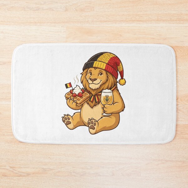 Item preview, Cute Belgian Lion Mascot with Waffle and Beer designed and sold by k3rstman1.