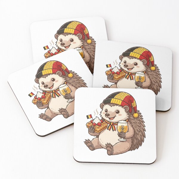 Item preview, Cute Belgian Hedgehog Waffle and Beer Cartoon designed and sold by k3rstman1.