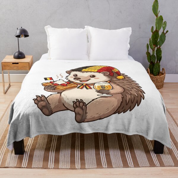 Item preview, Cute Belgian Hedgehog Waffle and Beer Cartoon designed and sold by k3rstman1.