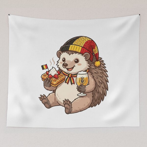 Item preview, Cute Belgian Hedgehog Waffle and Beer Cartoon designed and sold by k3rstman1.