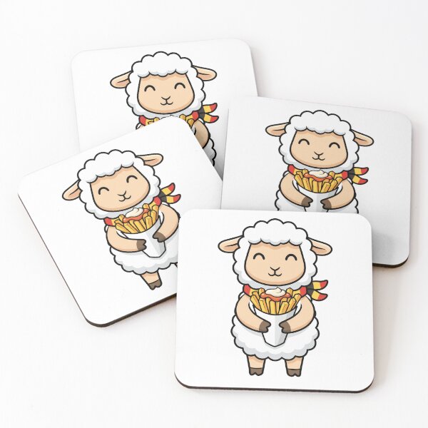 Item preview, Kawaii Belgian Sheep Eating French Fries Cartoon designed and sold by k3rstman1.