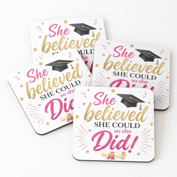 Item preview, She Believed She Could So She Did - Pink & Gold Graduation Celebration designed and sold by Sashka-.