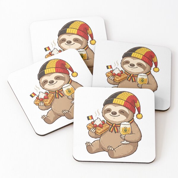 Item preview, Cute Belgian Sloth with Waffle and Beer designed and sold by k3rstman1.